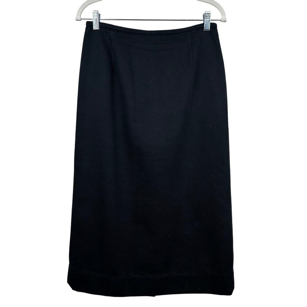 Pendleton Maxi Skirt Cotton Textured Lined Black 10 USA Office Church Minimalist